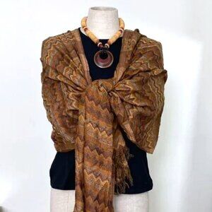 Brown/Tan/Beige Zig-Zag Shawl